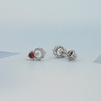 Red Ruby Lab Gemstone Drop Earrings