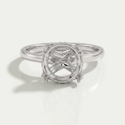 Round Shape Hidden Halo Semi Mount Engagement Ring Rings