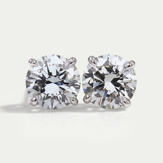 Round Shape Light Green Lab Diamond Stud Earring