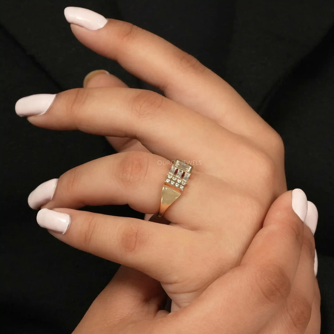 Baguette And Round Cut Lab Grown Diamond Wedding Ring