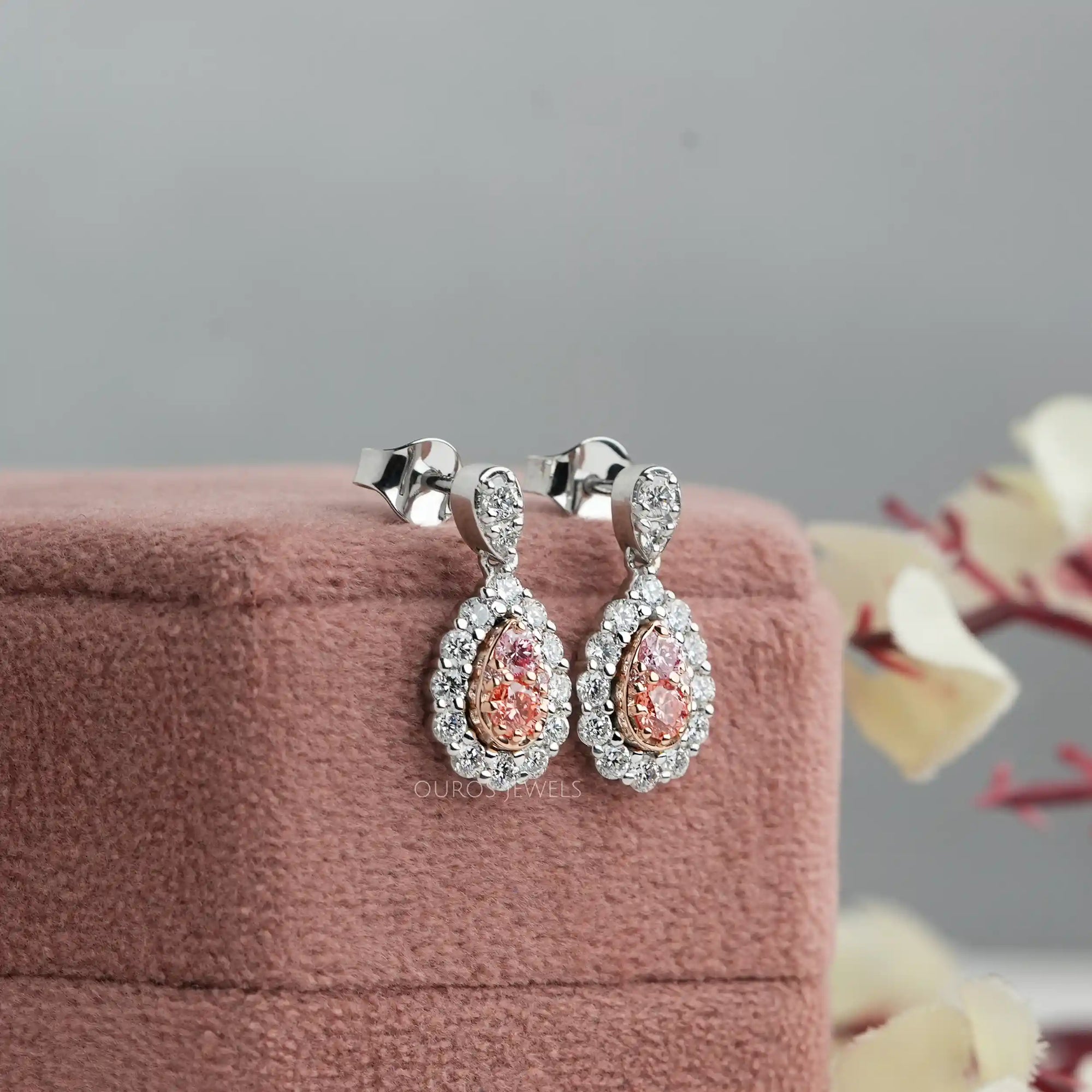 Round Cluster Diamond Halo Drop Dangle Earrings Earrings
