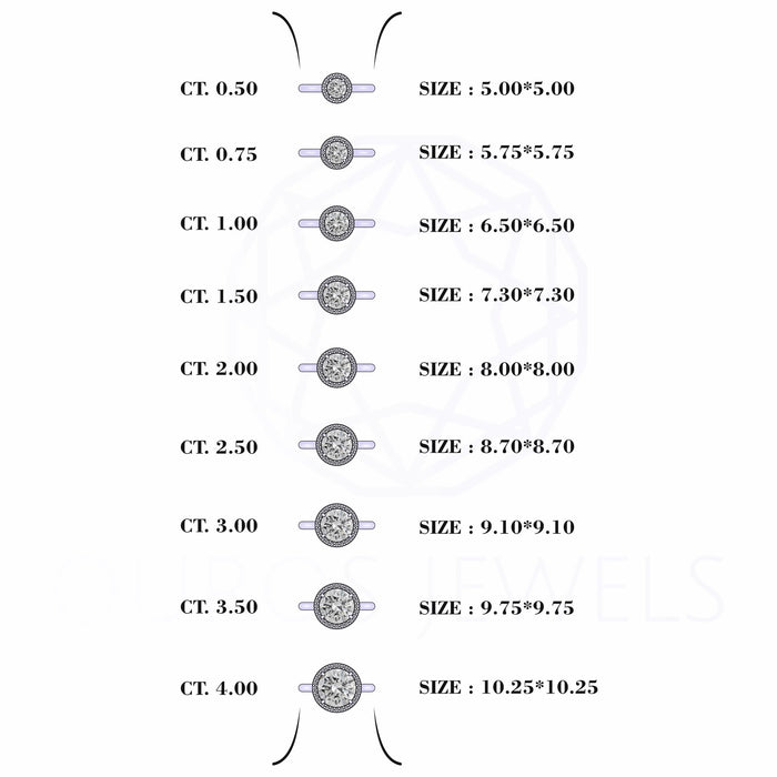 Round Brilliant Cut Diamond Halo Engagement Ring with Plain Band