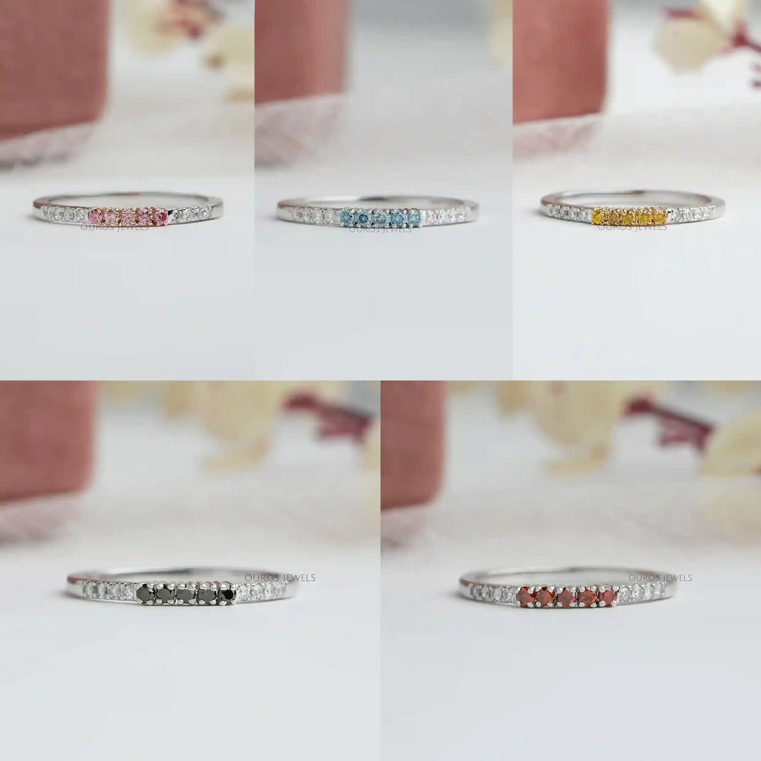 Fancy Round Cut Lab Grown Diamond Stacking Ring Rings