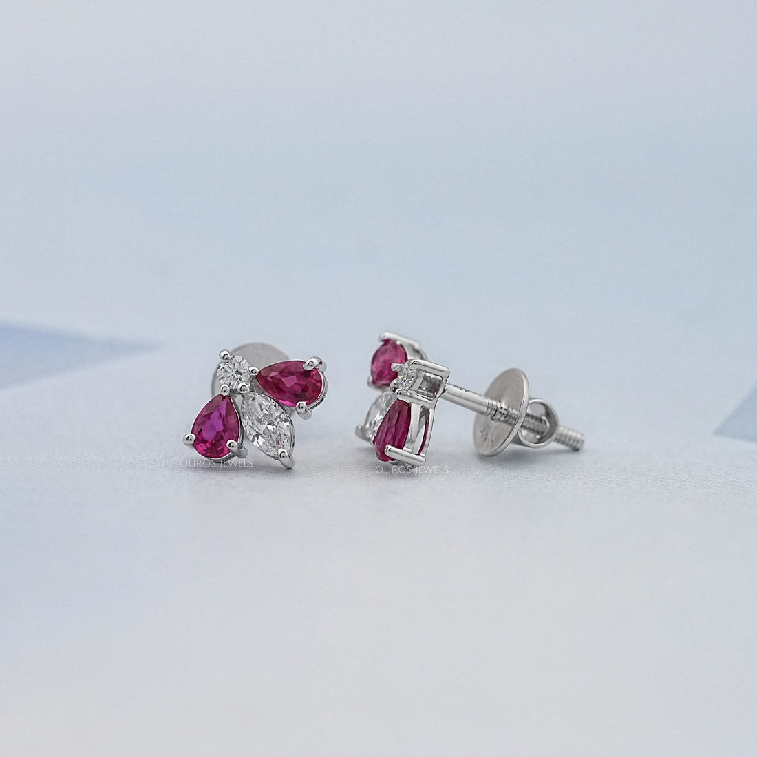 Ruby Pear And Marquise Lab Diamond Stud Earrings Earring
