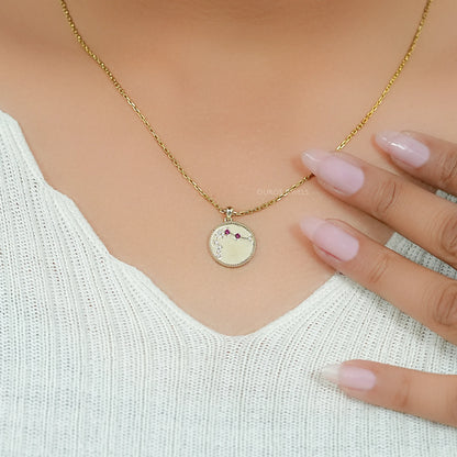 Aquarius Zodiac Ruby Gemstone Pendant