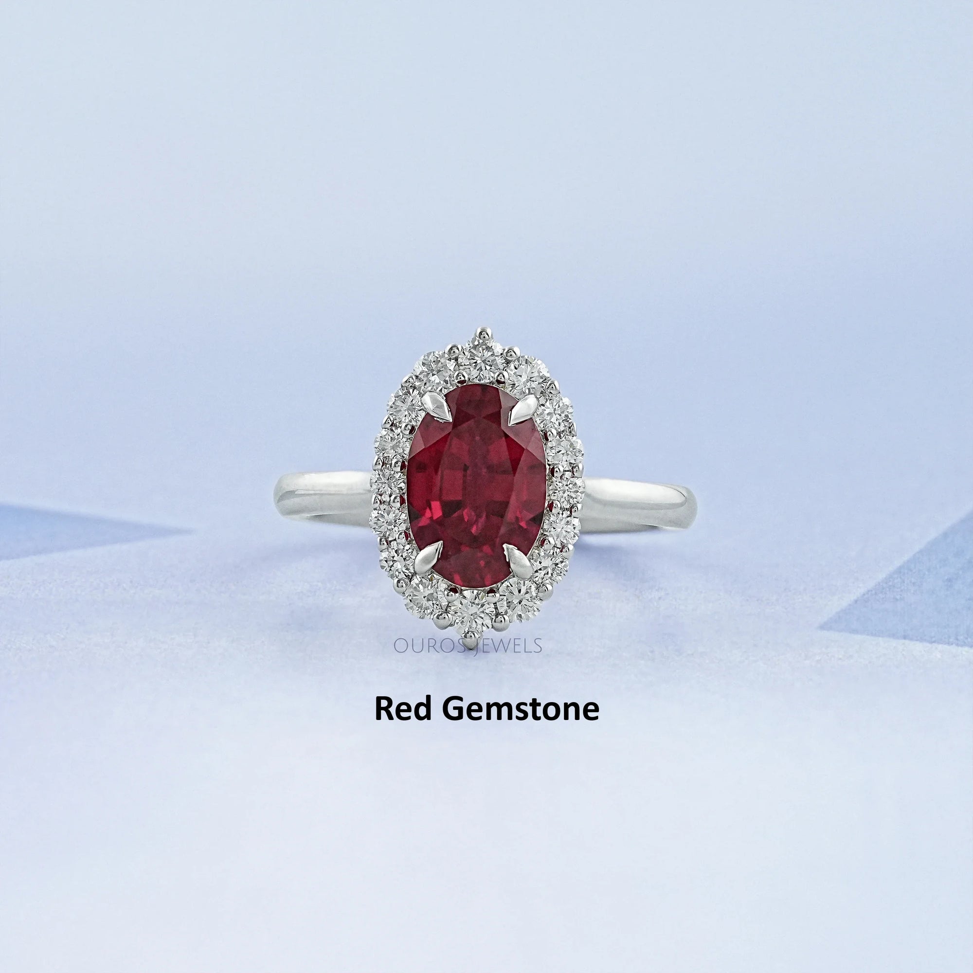 Oval Gemstone Halo Engagement Ring