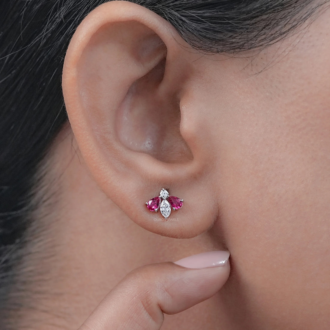 Ruby Pear And Marquise Lab Diamond Stud Earrings Earring
