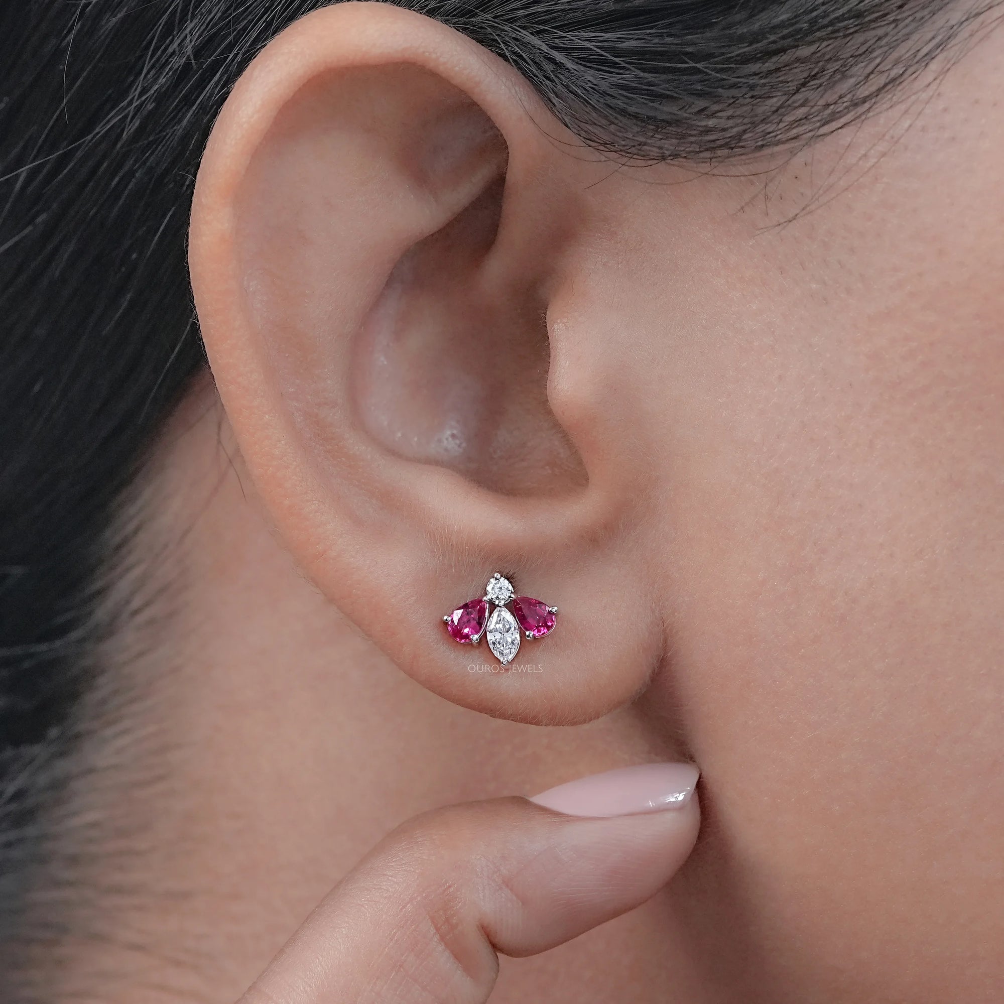 Ruby Pear And Marquise Lab Diamond Stud Earrings Earring