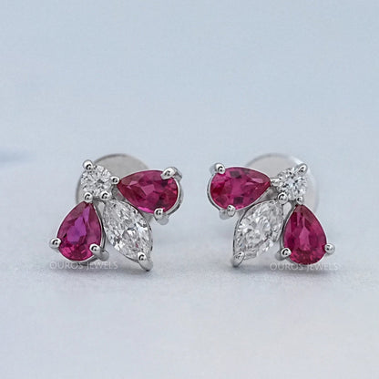Ruby Pear And Marquise Lab Diamond Stud Earrings Earring