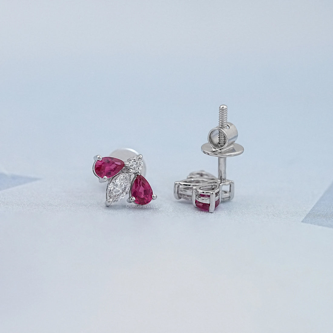 Ruby Pear And Marquise Lab Diamond Stud Earrings Earring