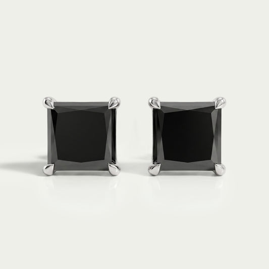 Salt Pepper Princess Cut Stud Earrings Earring