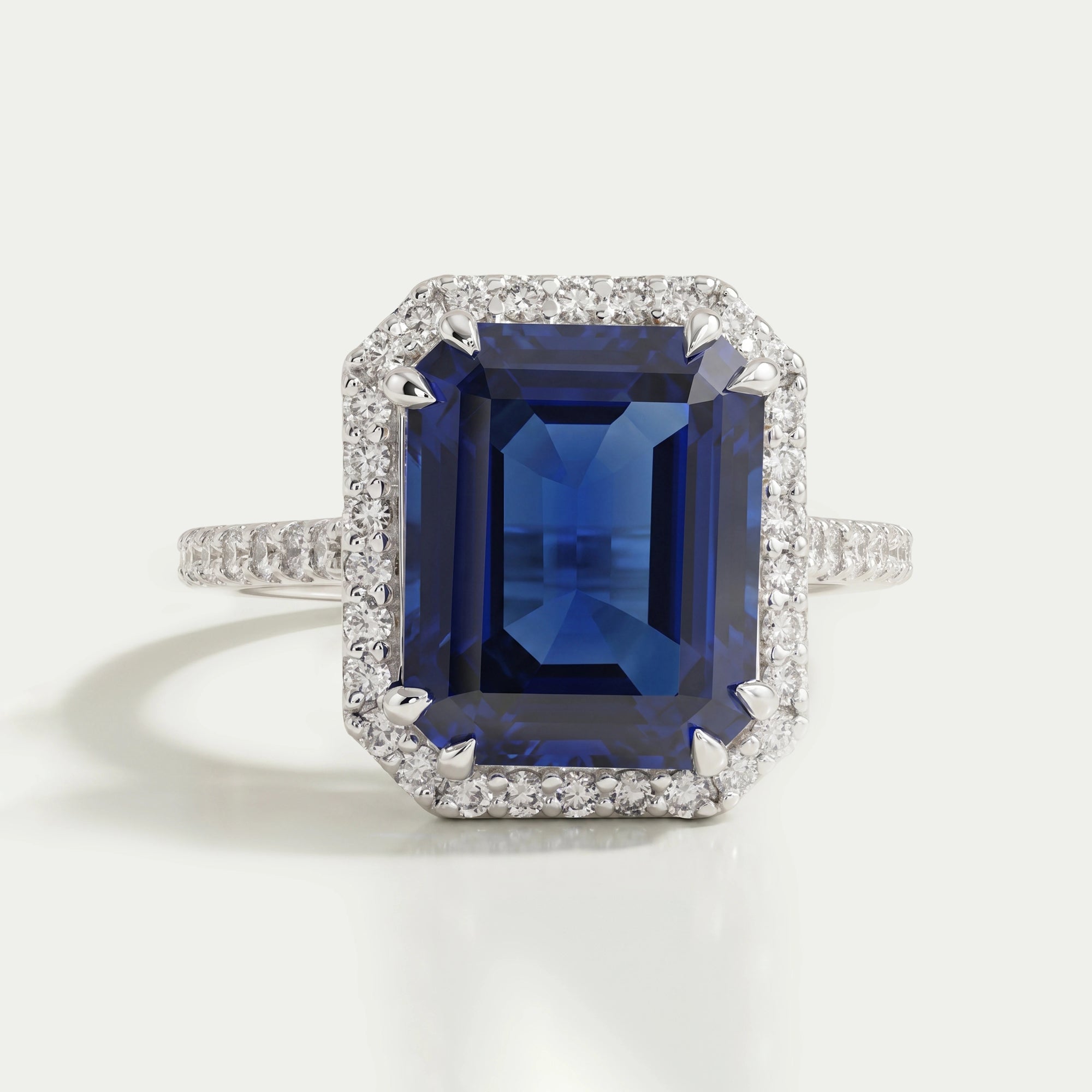 Emerald Shape Sapphire Halo Engagement Ring Ring
