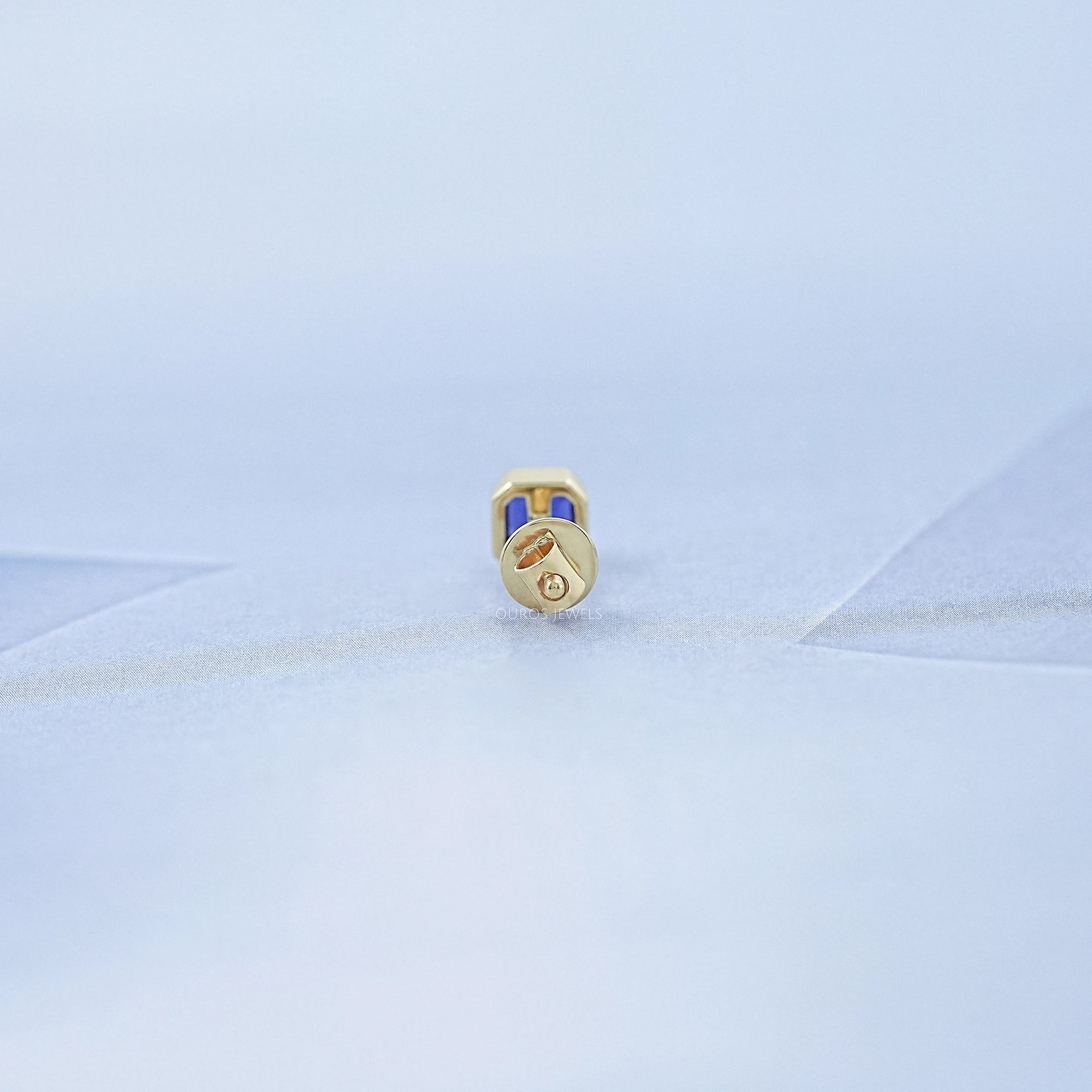 Sapphire Asscher Gemstone Bezel Men's Stud