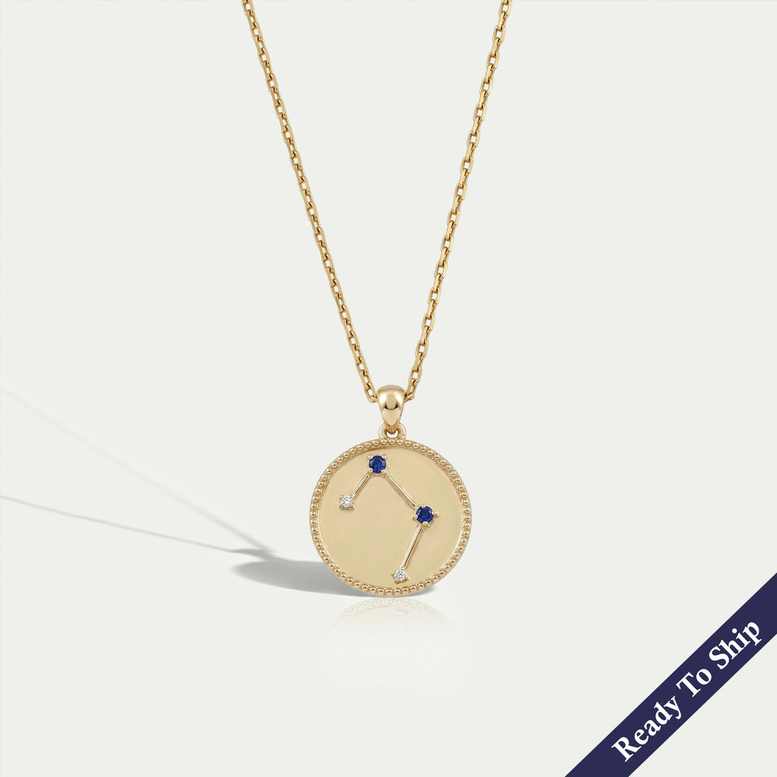 Libra Zodiac Sign Sapphire Gemstone Pendant Necklaces