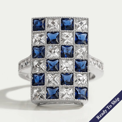 Sapphire Princess Gemstone And French Cut Vintage Ring Rings