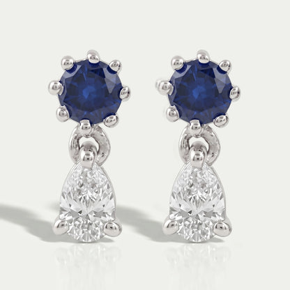 Sapphire Round Cut Gemstone Dangle Earrings