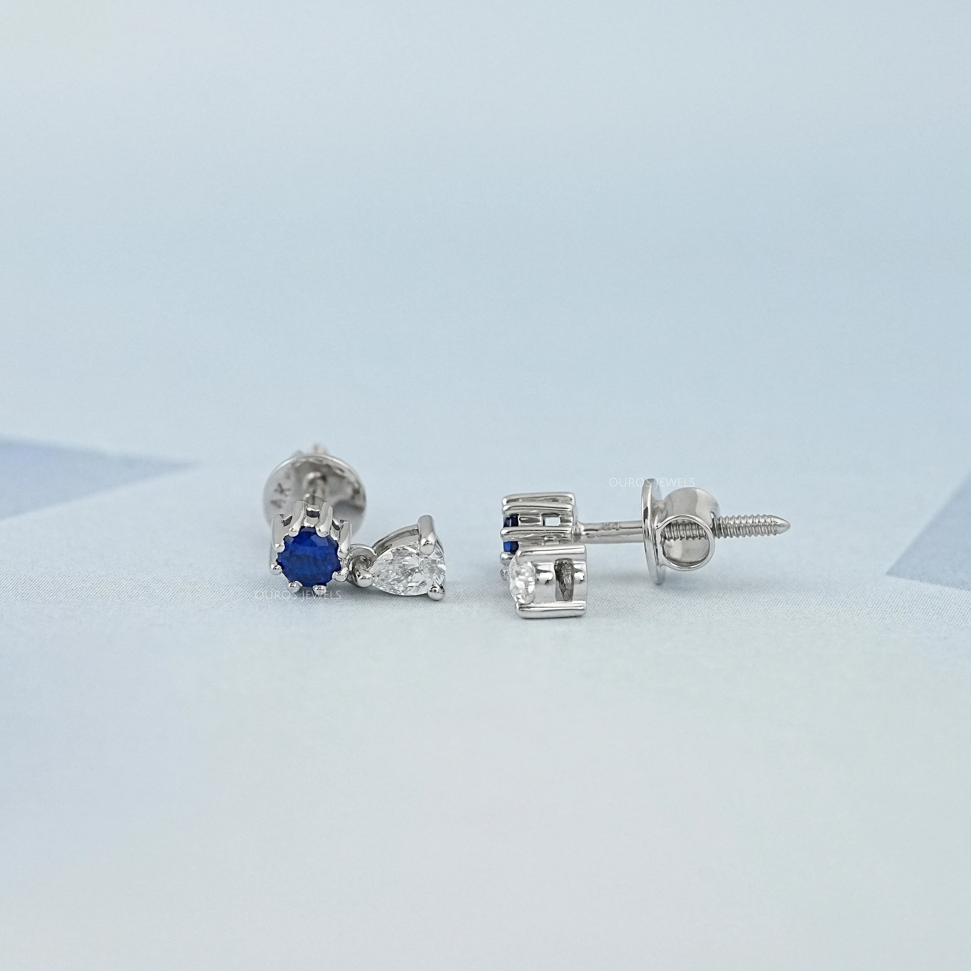 Sapphire Round Cut Gemstone Dangle Earrings