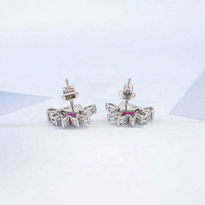 Pear Cut Lab Grown Ruby Gemstone Earrings 