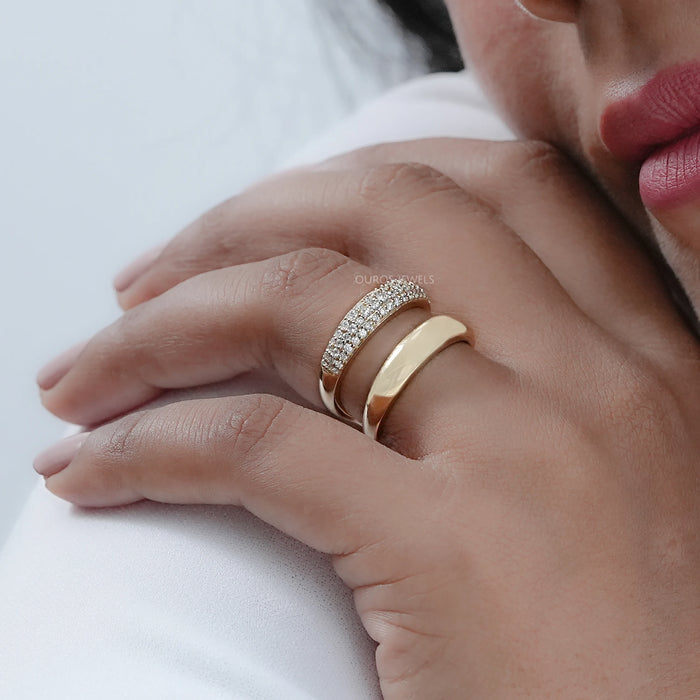 Gold Double Domed Open Cuff Ring 