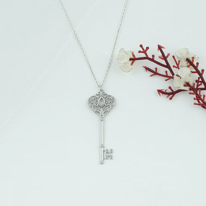 Key Shape Semi Mount Pendant Necklaces