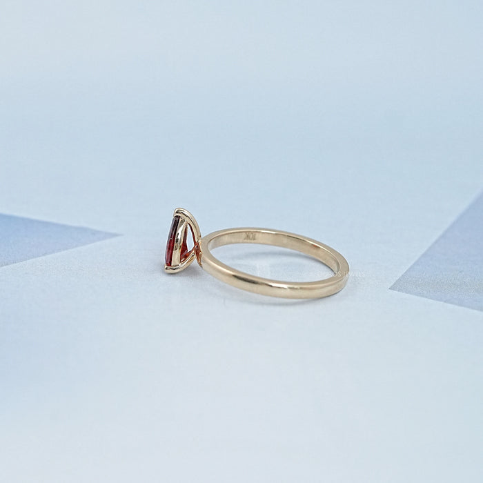 Garnet Pear Gemstone Solitaire Engagement Ring
