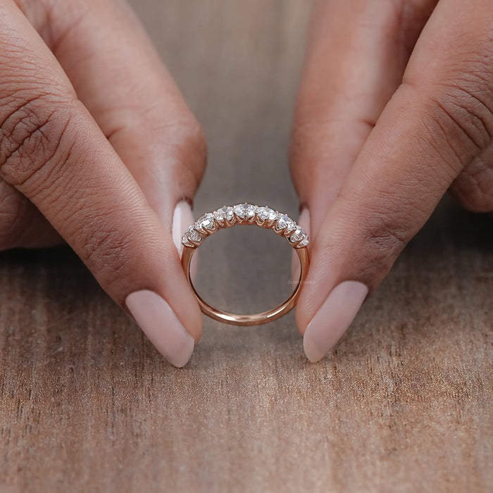Seven Stone Old Mine Cushion Diamond Wedding Band 