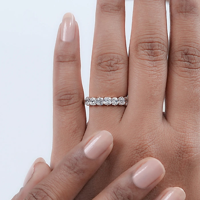 Seven Stone Old Mine Cushion Diamond Wedding Band 