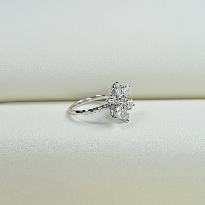 Shield Diamond Floral Anniversary  Ring