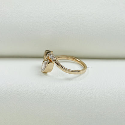 Bezel Set Shied Cut Baypass Wedding Ring