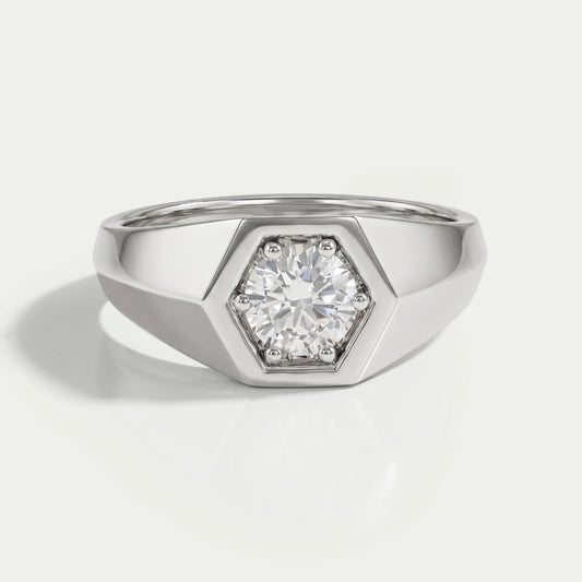 Bezel Set Diamond Men's Wedding Ring - White Gold