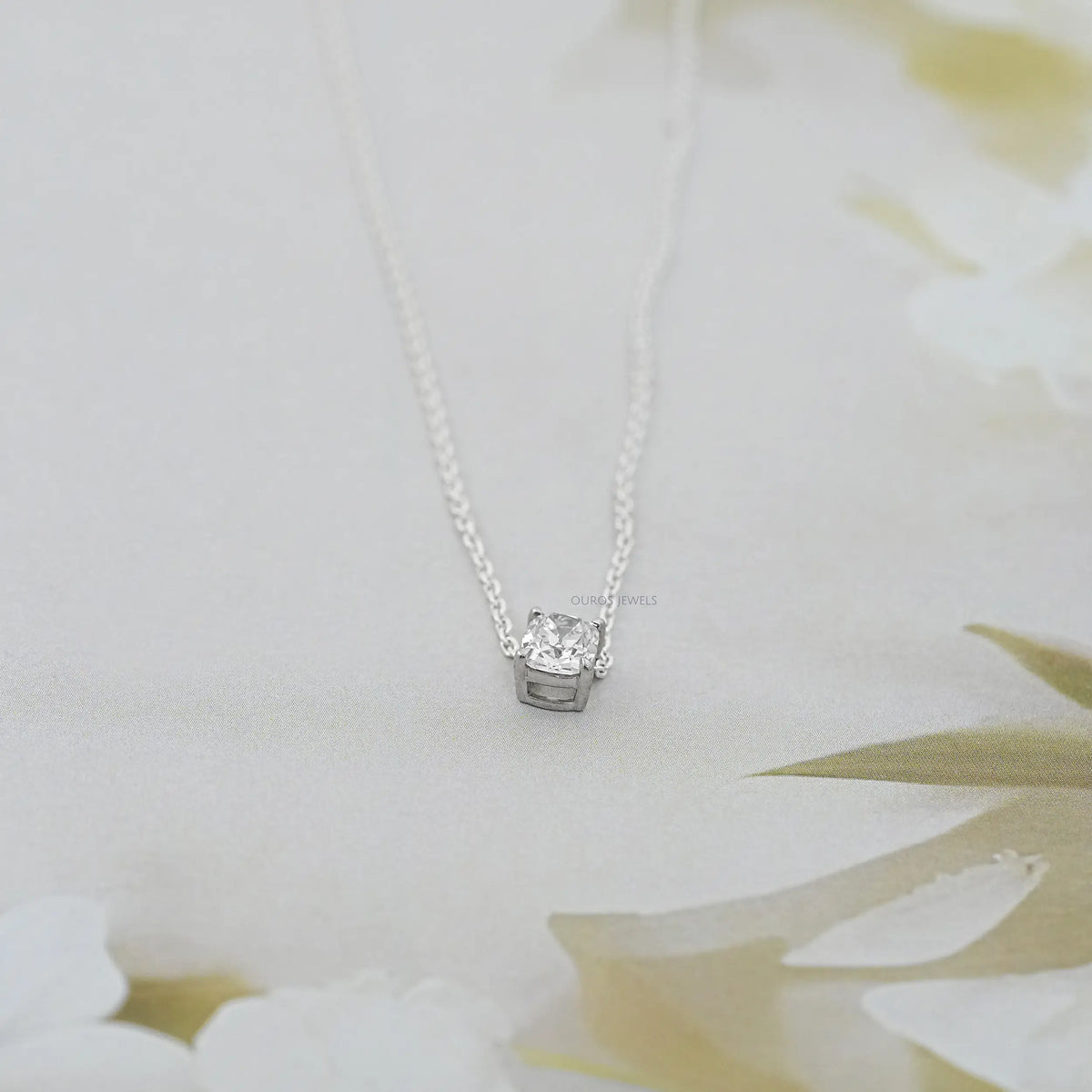 Old Mine Cushion Solitaire Pendant Necklaces