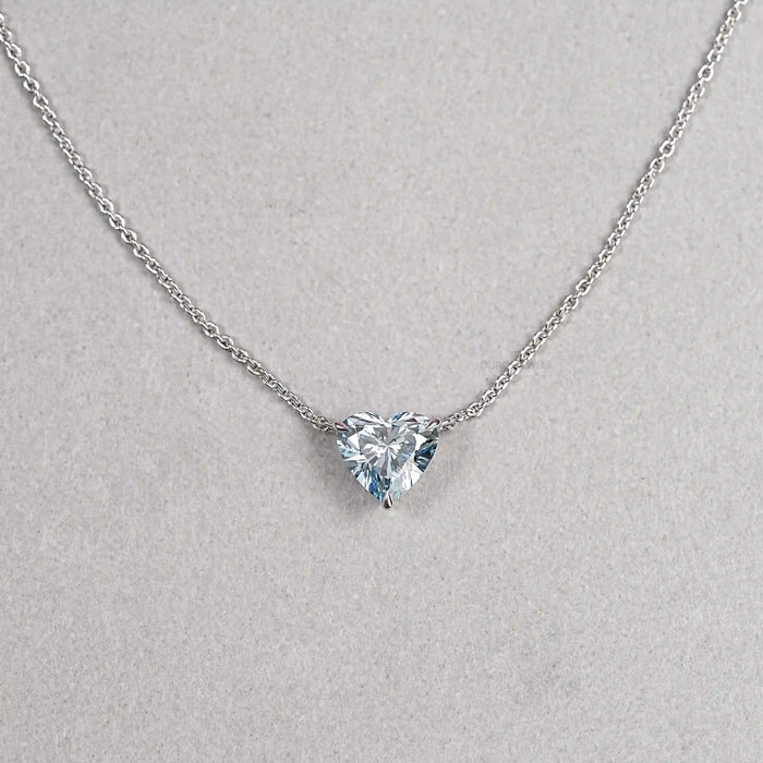 Blue Heart Cut Lab Grown Diamond Solitaire Pendant