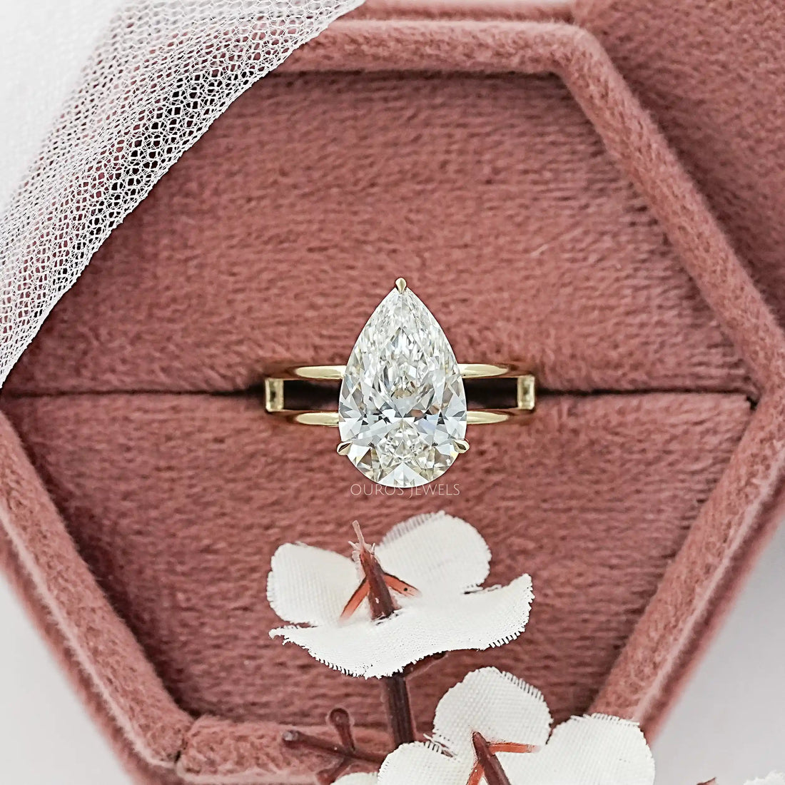 Pear Cut Double Band Engagement Ring Ring