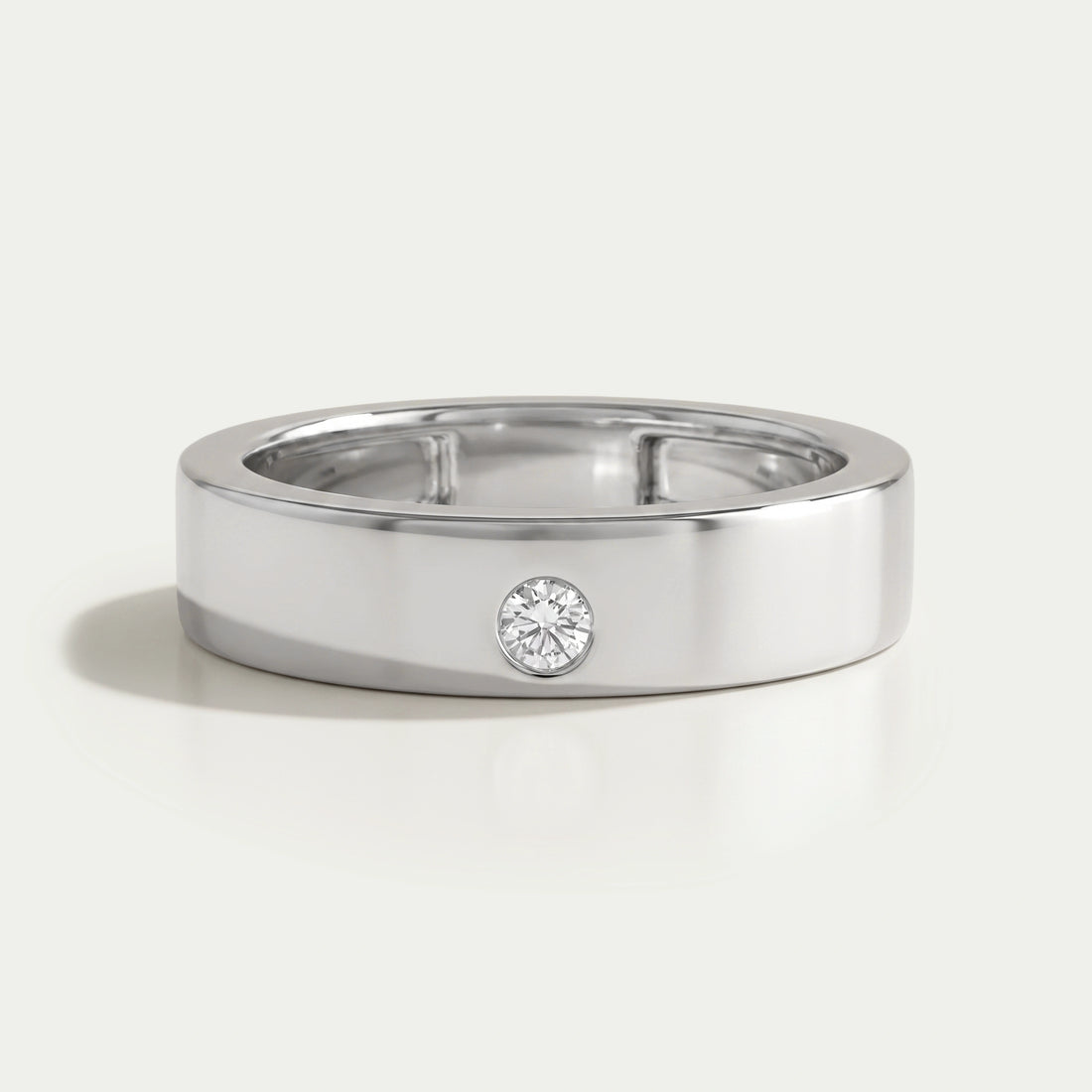 Solitaire Diamond Flush Set Men's Band