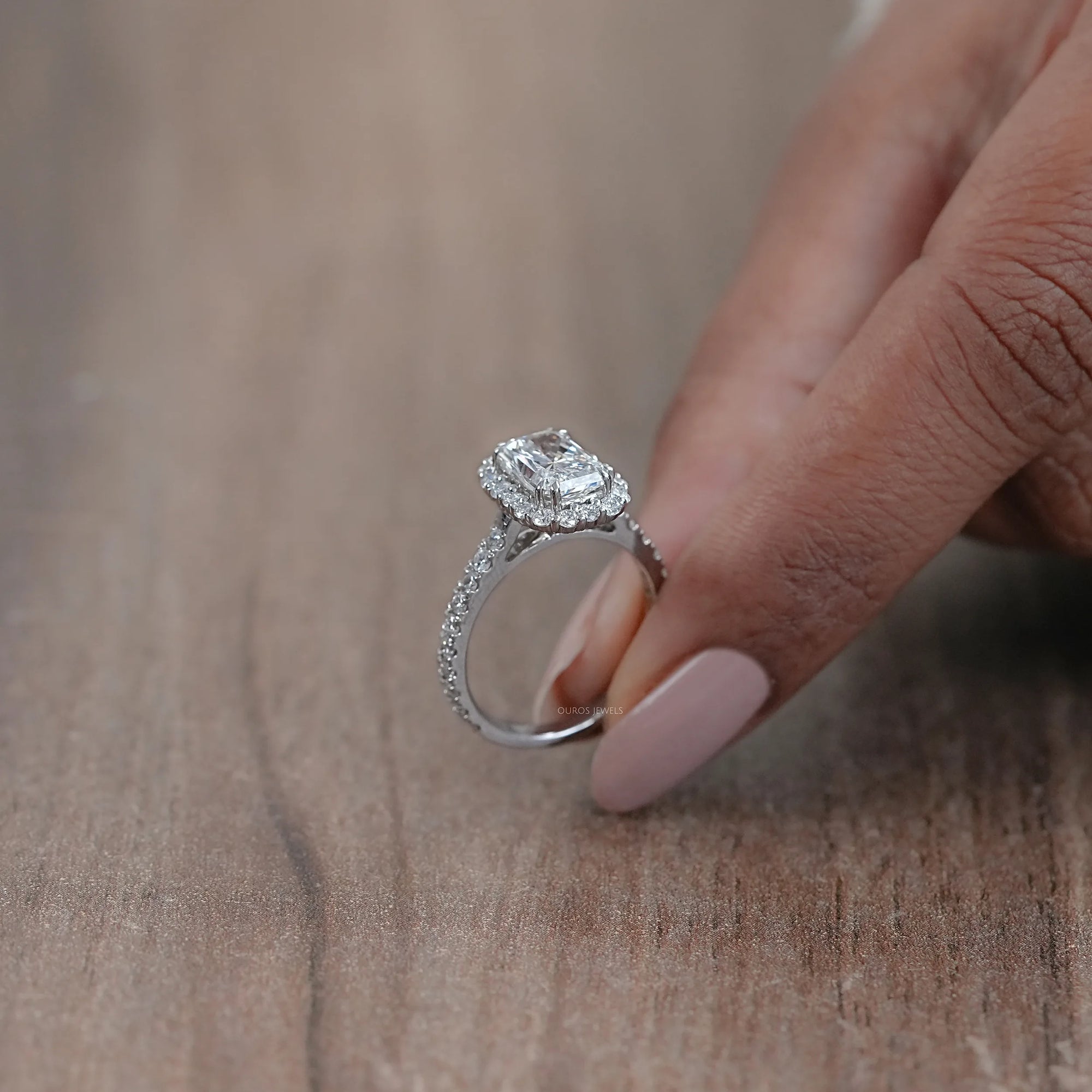 Radiant Cut Halo Lab Diamond Engagement Ring Rings