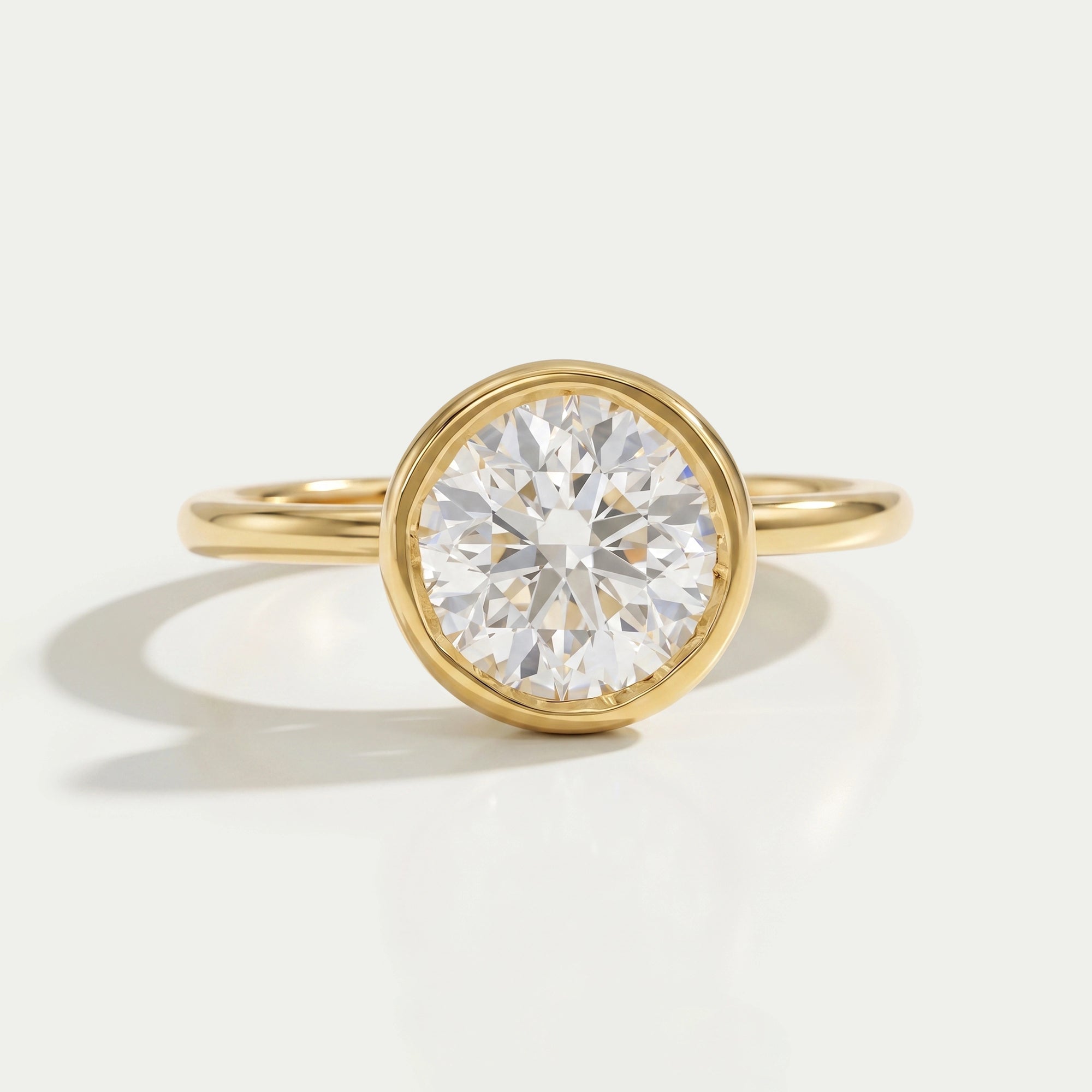 Round Lab Diamond Bezel Solitaire Engagement Ring Rings