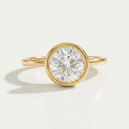 Round Lab Diamond Bezel Solitaire Engagement Ring Rings