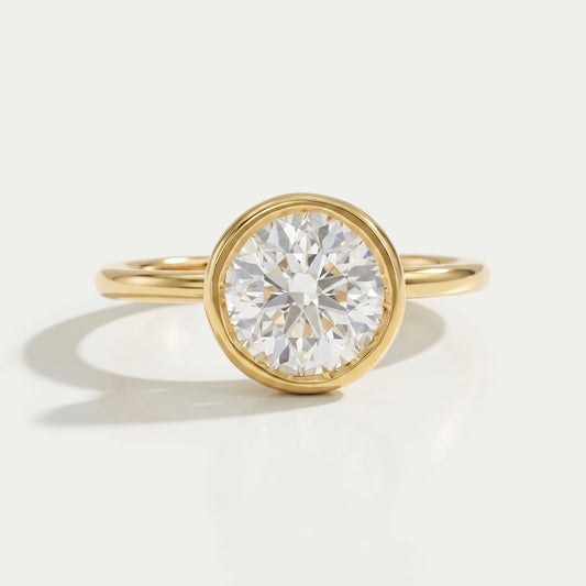 Round Lab Diamond Bezel Solitaire Engagement Ring Rings