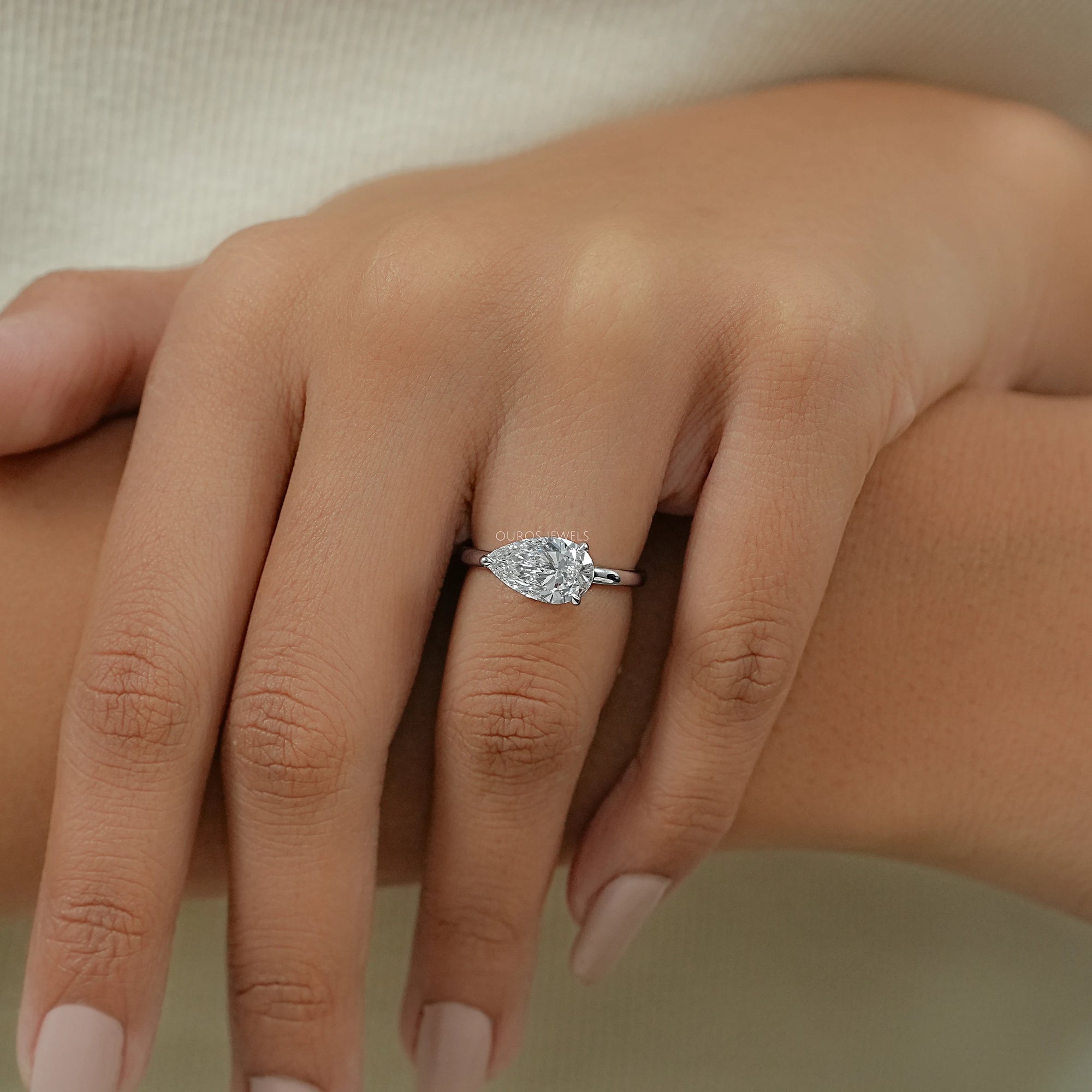 Pear Shaped Diamond Solitaire Bezel Set Ring