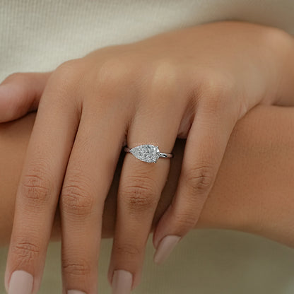 Pear Shaped Diamond Solitaire Bezel Set Ring