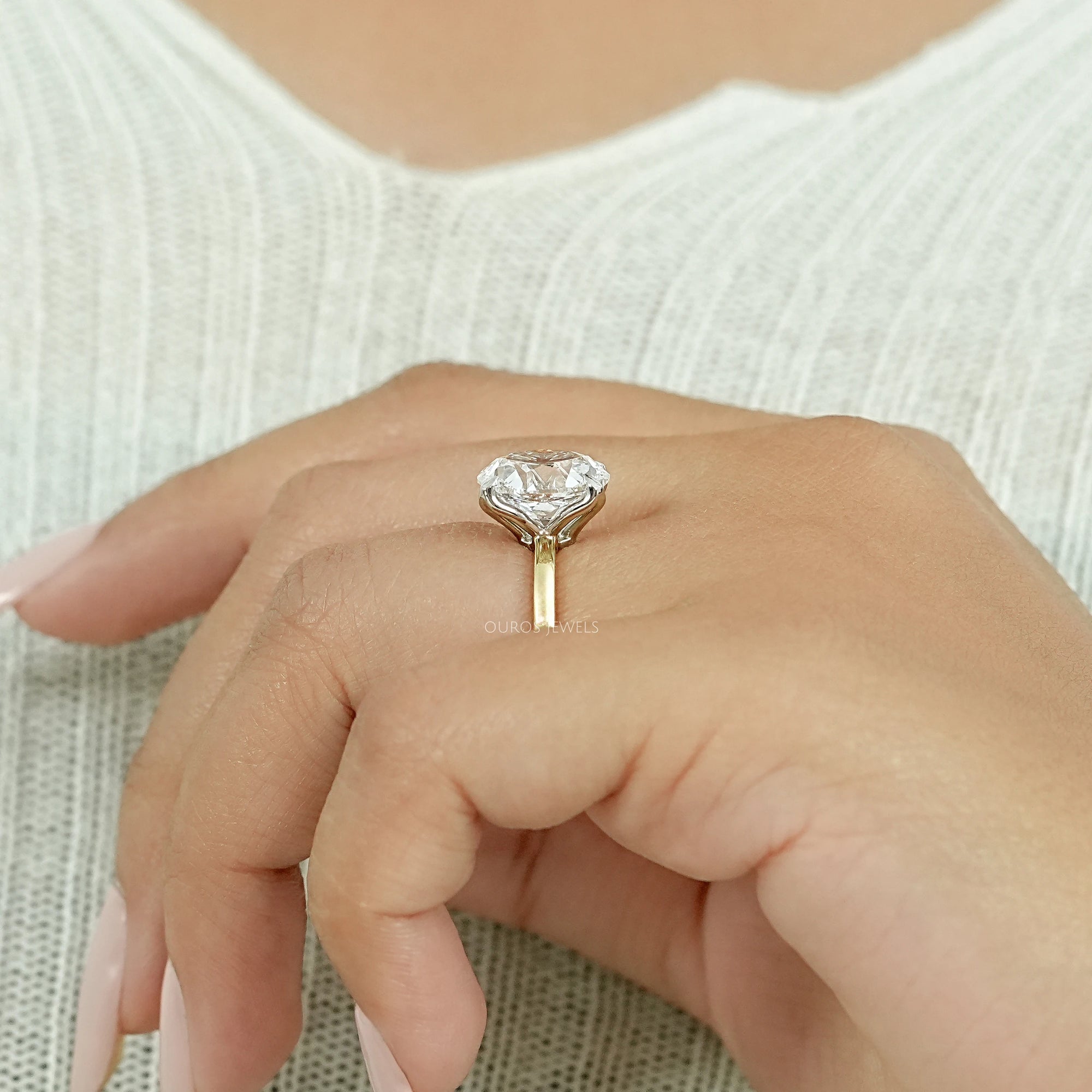 Solitaire Old Mine Cut Oval Diamond Engagement Ring Rings