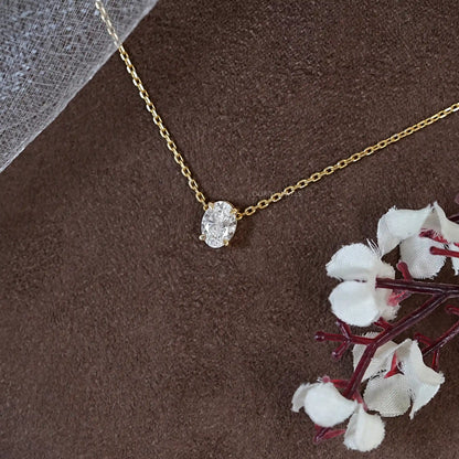 Oval Cut Lab Diamond Solitaire Pendant Necklaces