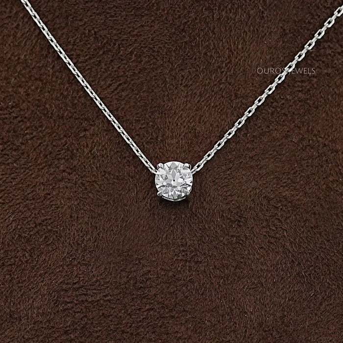 Old European Round Lab Diamond Solitaire Pendant 