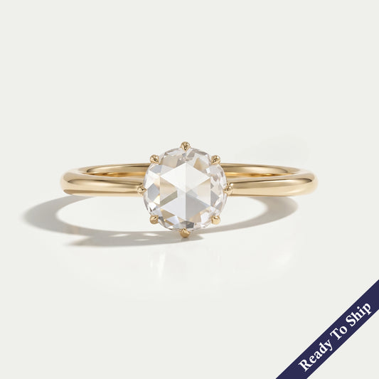 Rose Cut Round Diamond Solitaire Engagement Ring Ring