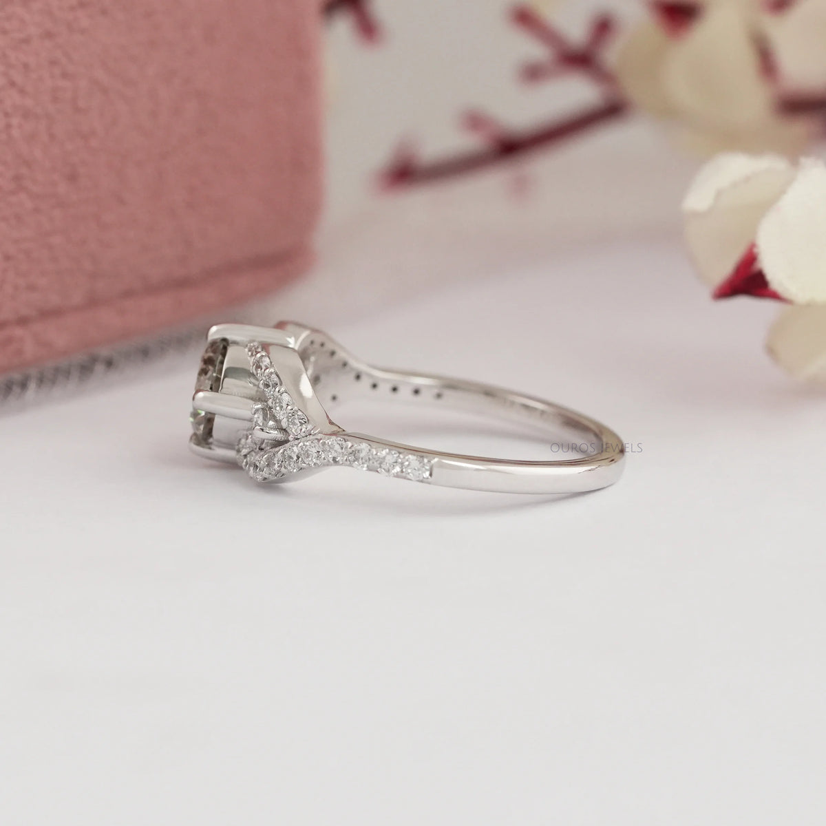 Olive Round Split Shank Accent Diamond Dainty Ring