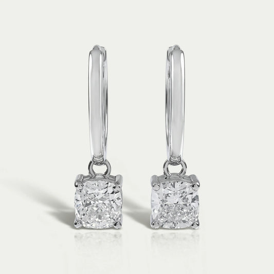 Cushion Lab Diamond Dangle Hoop Earrings Earrings