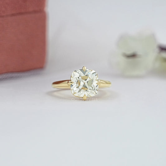 Square Old Mine Cushion Cut Engagement Ring Ring