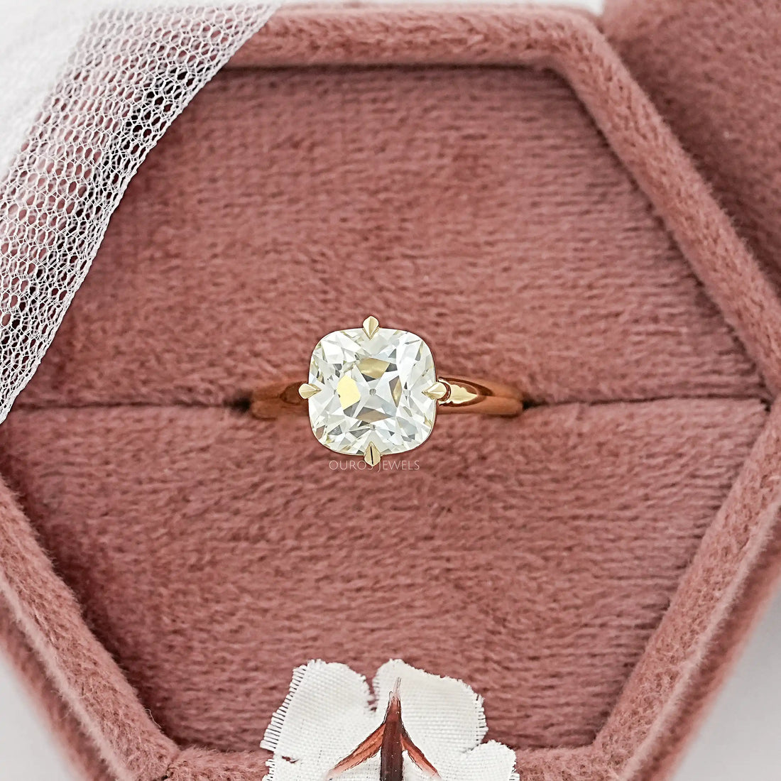 Square Old Mine Cushion Cut Engagement Ring Ring