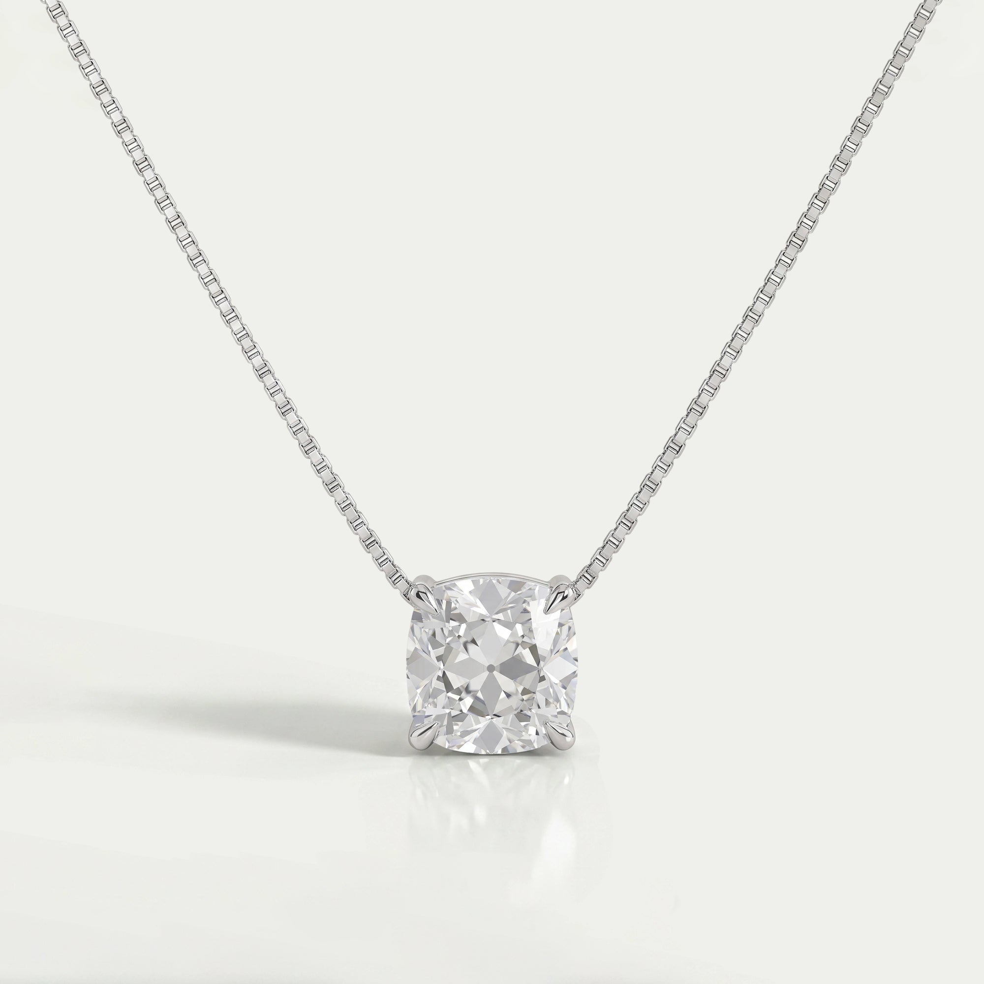 Square Old Mine Cushion Lab Diamond Solitaire Pendant Necklaces