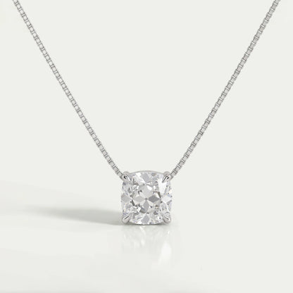 Square Old Mine Cushion Lab Diamond Solitaire Pendant Necklaces